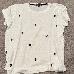 PJ Salvage White Tee with Black Skull Details